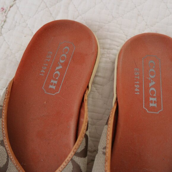 Coach Canvas/Leather Monogram Flat Slip-On Silver Buckle Shoes Size 10 - Picture 3 of 4